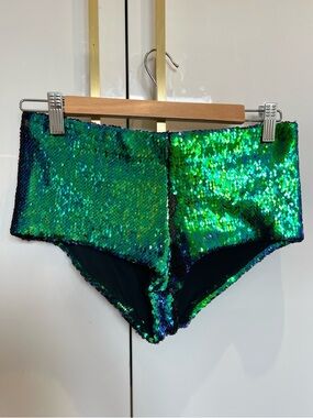 BodyRage Sequine Shorts Blue Green Medium/ Large